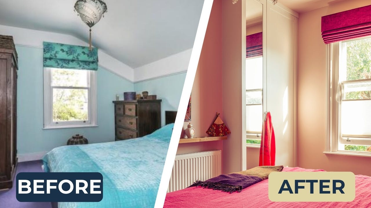 Master bedroom: before and after
