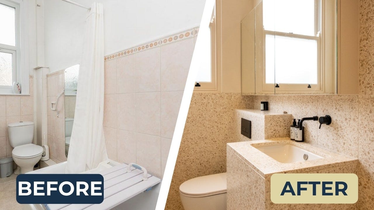 Bathroom before and after